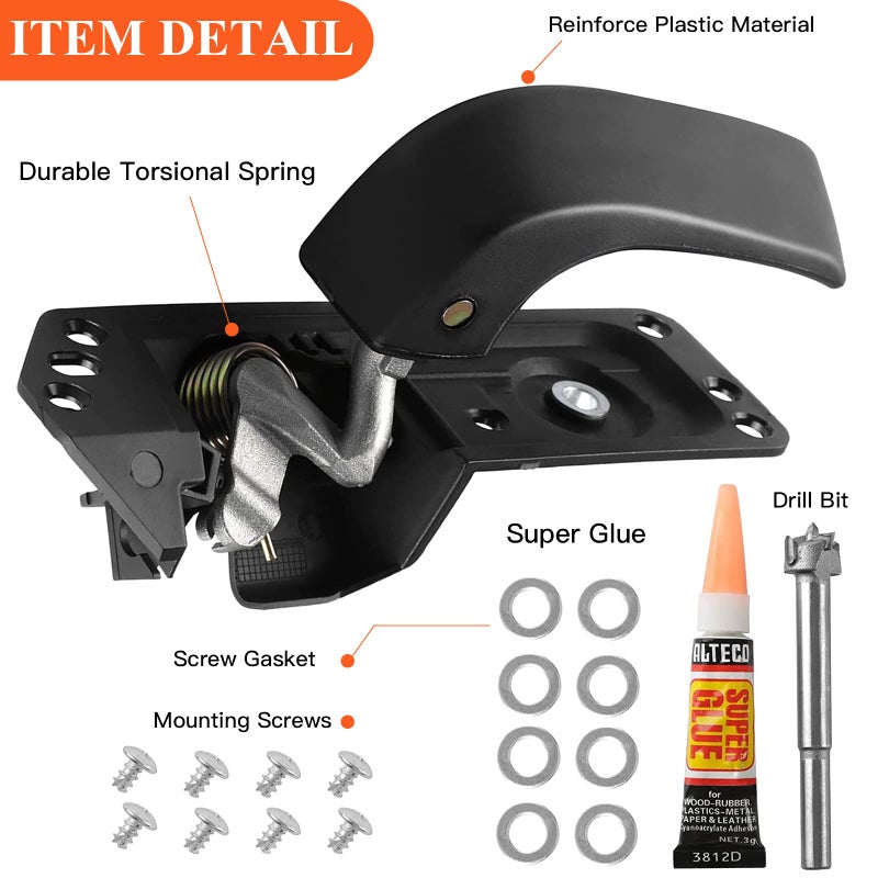 E-Vniko Interior Door Handle Kit Front Left Driver Side Compatible for 2007-14 Chevy Silverado Avalanche Suburban Tahoe GMC Sierra Cadillac Escalade ESV EXT Replace Latch Handle 20833606 - Image 3